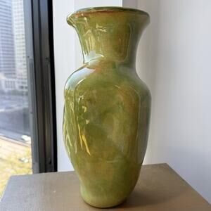 Vintage Aletha Soule Studio Luster Green Signed 13.5” California Pottery 2000